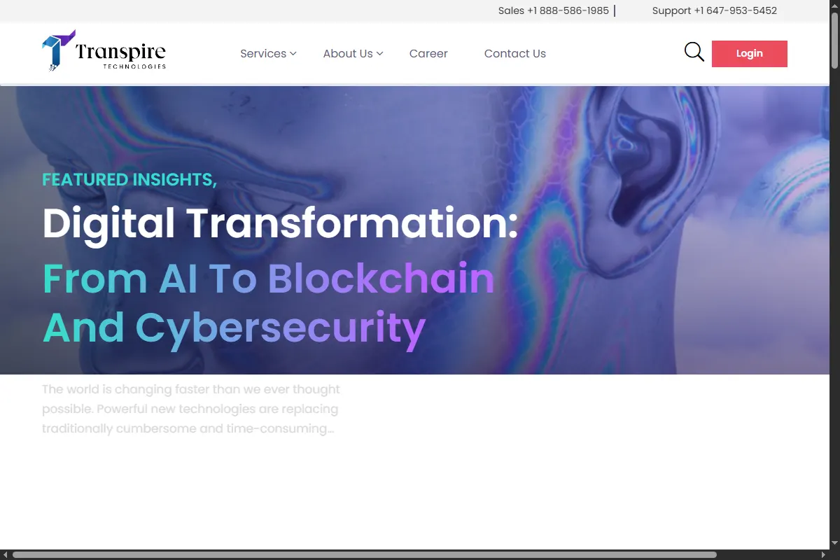 Transpire Technologies website preview